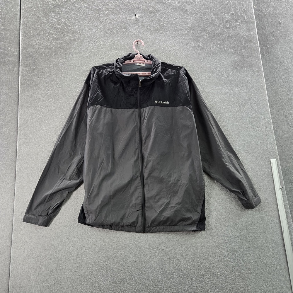 Columbia Men Jacket XXL Black Nylon Polyester Colorblock Activewear Zipper Long